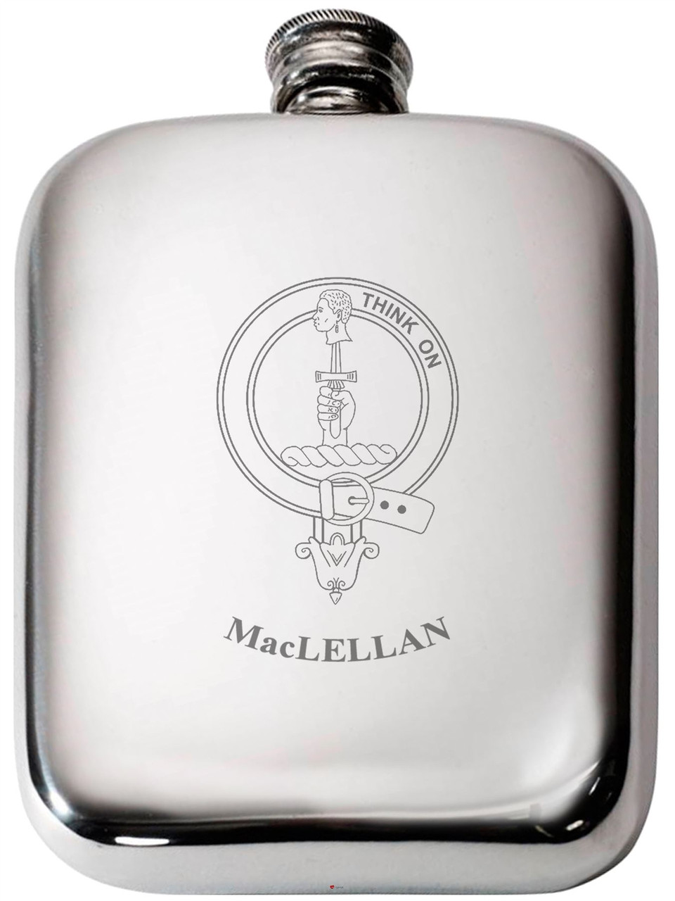 MacLellan Scottish Clan Crest Name Pewter Hip Flask 6oz