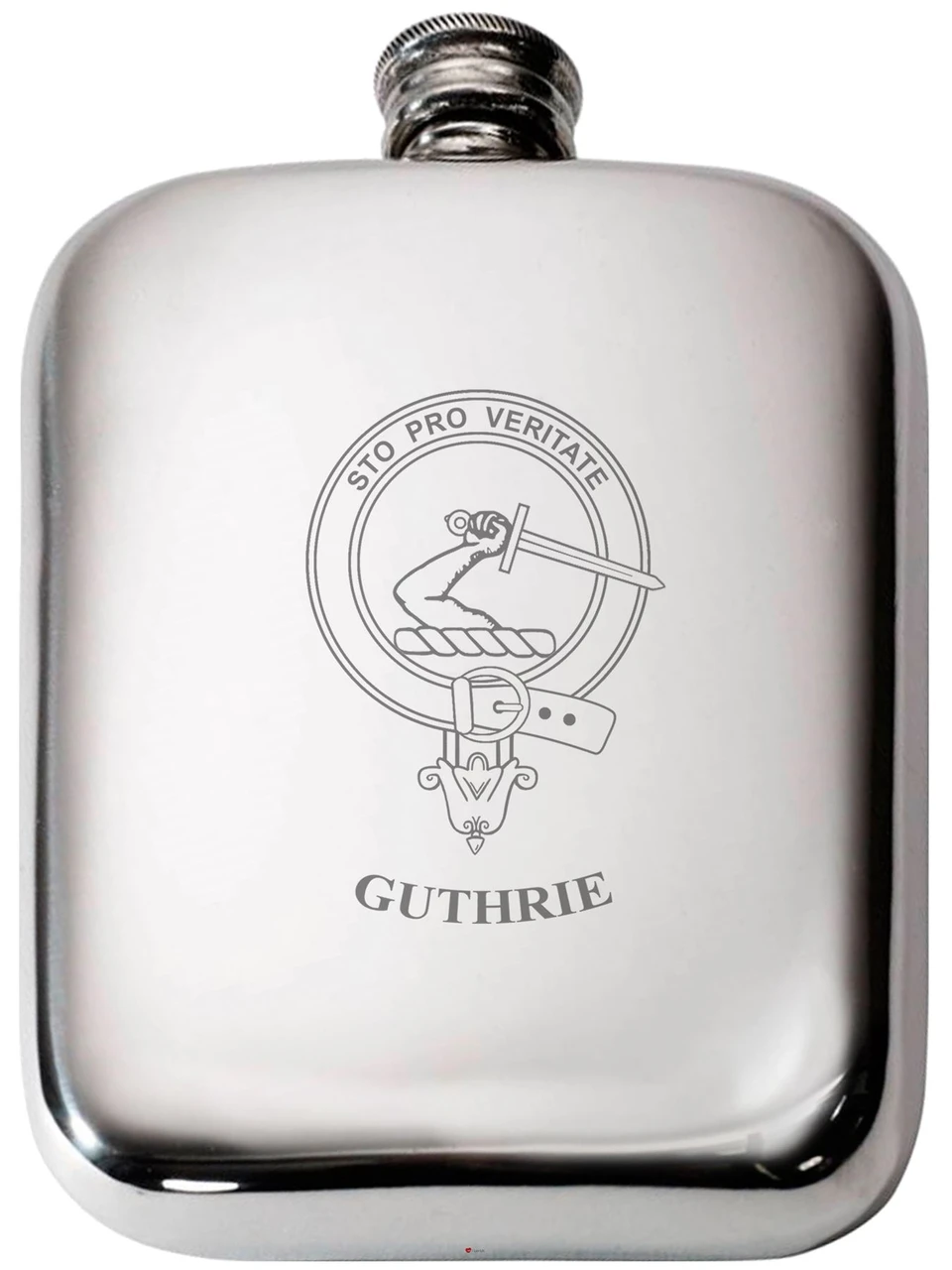 Guthrie Scottish Clan Crest Name Pewter Hip Flask 6oz