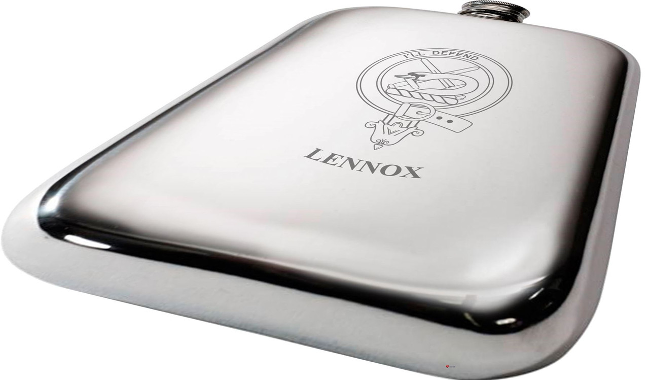 Lennox Scottish Clan Crest Name Pewter Hip Flask 6oz