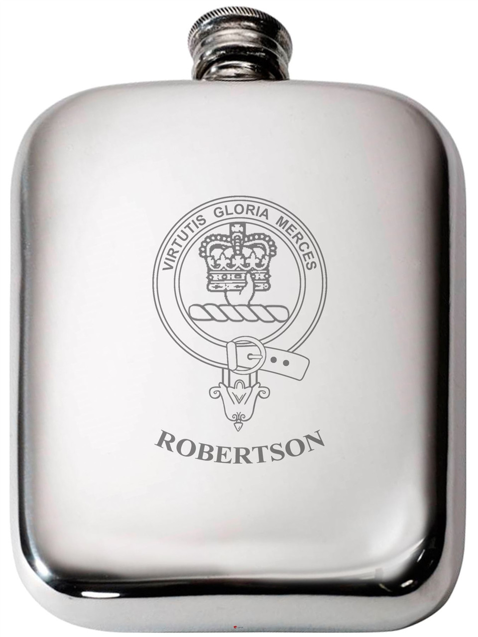 Robertson Scottish Clan Crest Name Pewter Hip Flask 6oz