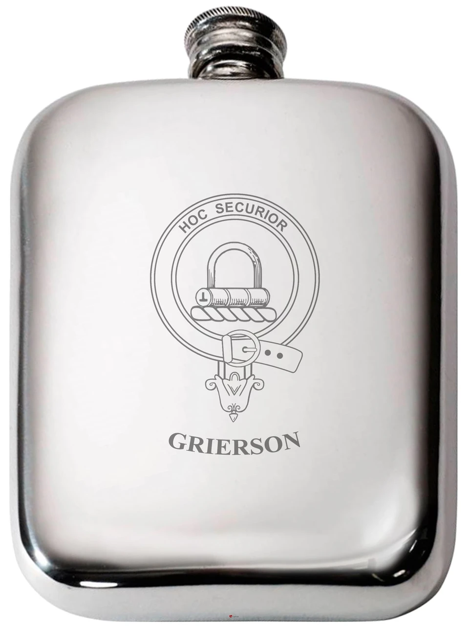 Grierson Scottish Clan Crest Name Pewter Hip Flask 6oz