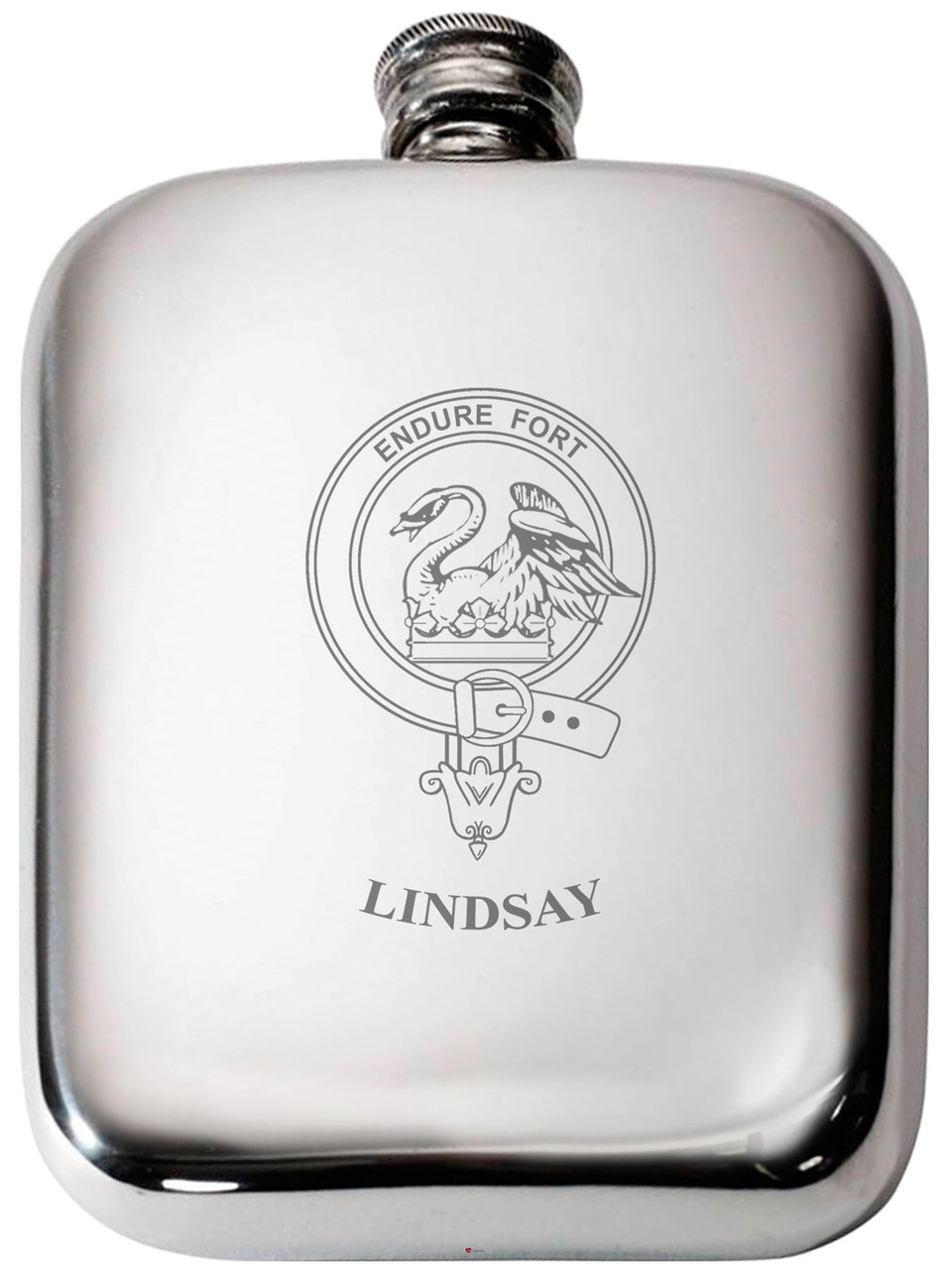 Lindsay Scottish Clan Crest Name Pewter Hip Flask 6oz