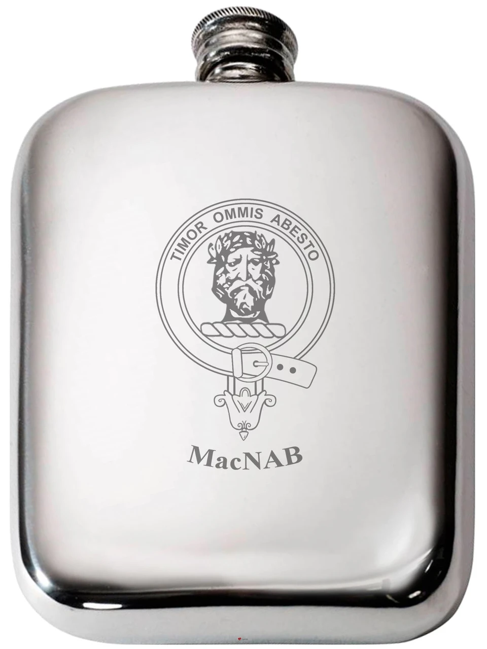 MacNab Scottish Clan Crest Name Pewter Hip Flask 6oz