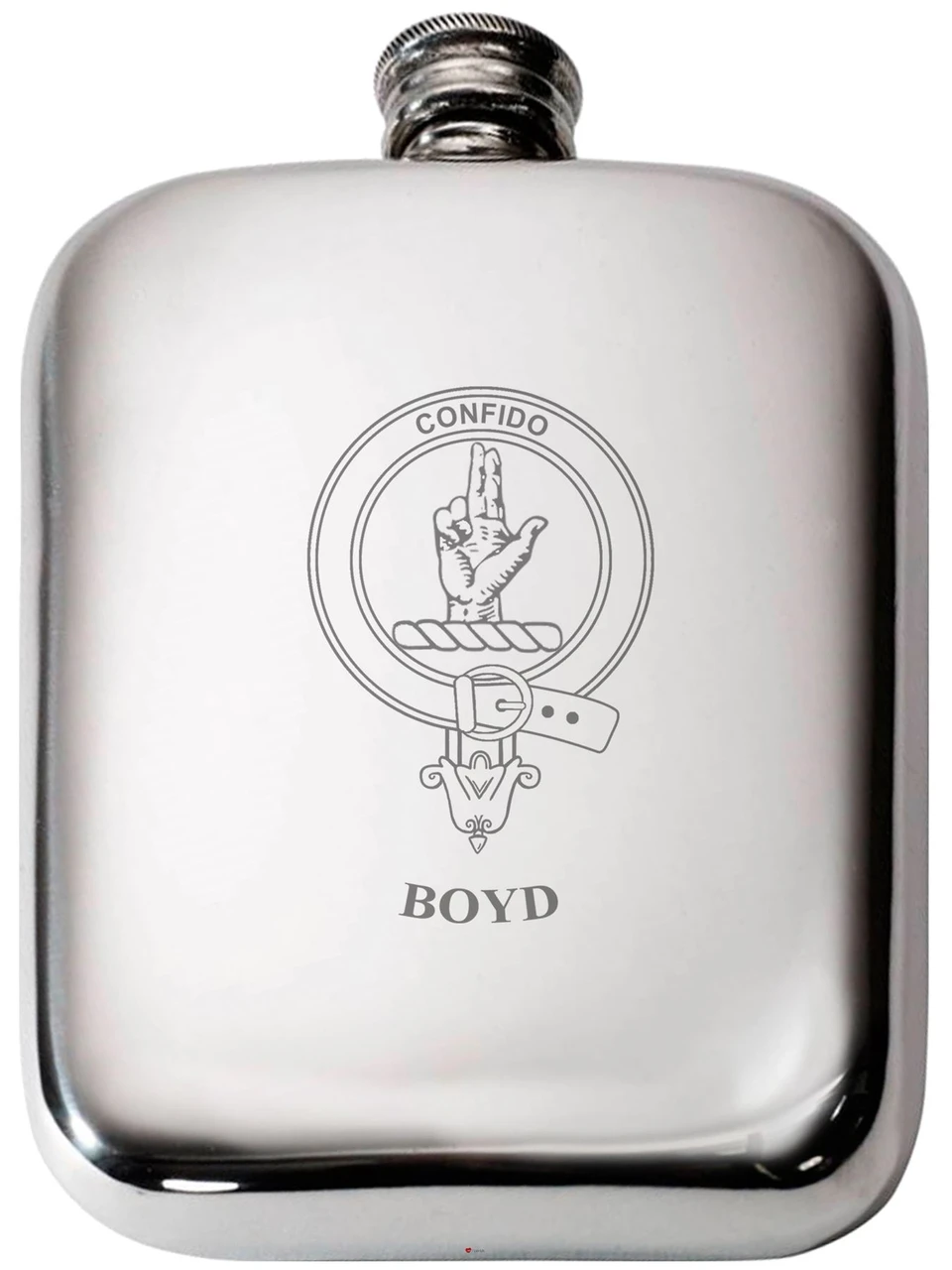 Boyd Scottish Clan Crest Name Pewter Hip Flask 6oz