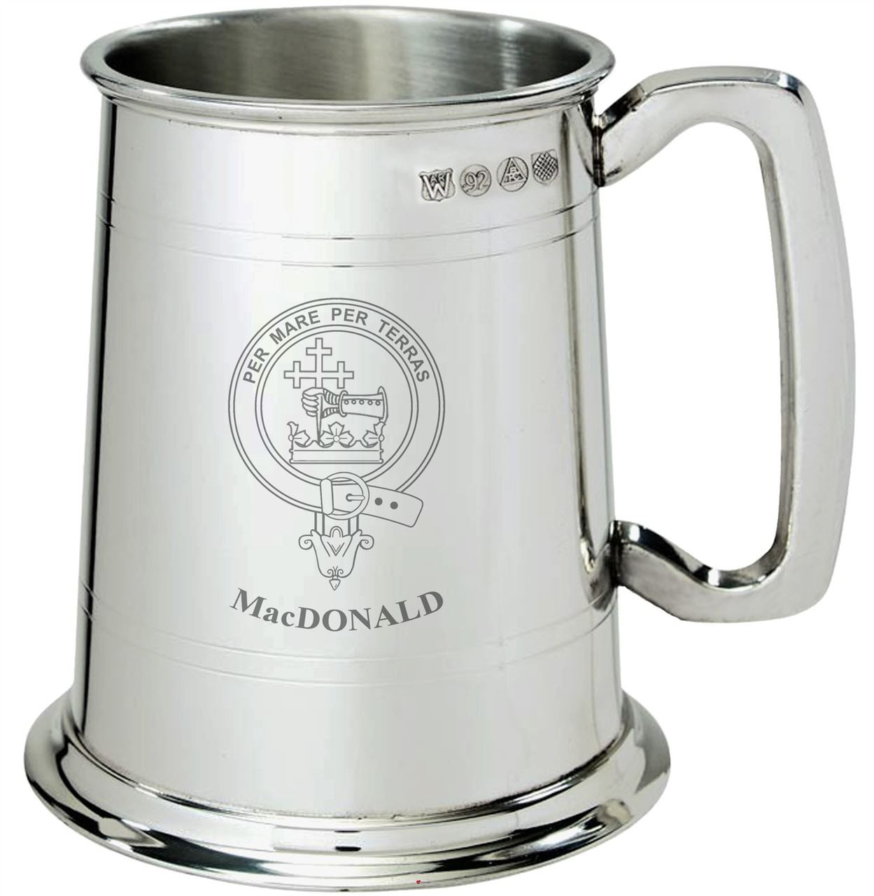 MacDonald Clan Crest Tankard 1 Pint Pewter