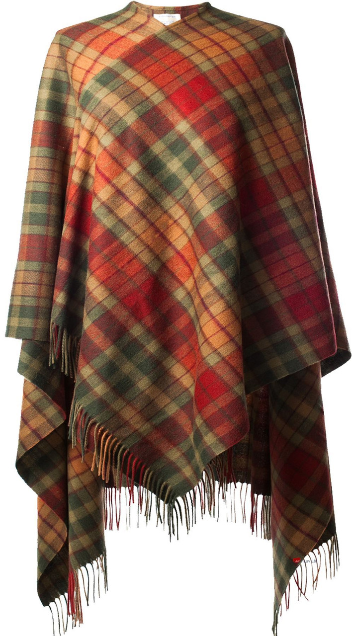Ladies Serape Cape 100% Lambswool Buchanan Autumn Tartan