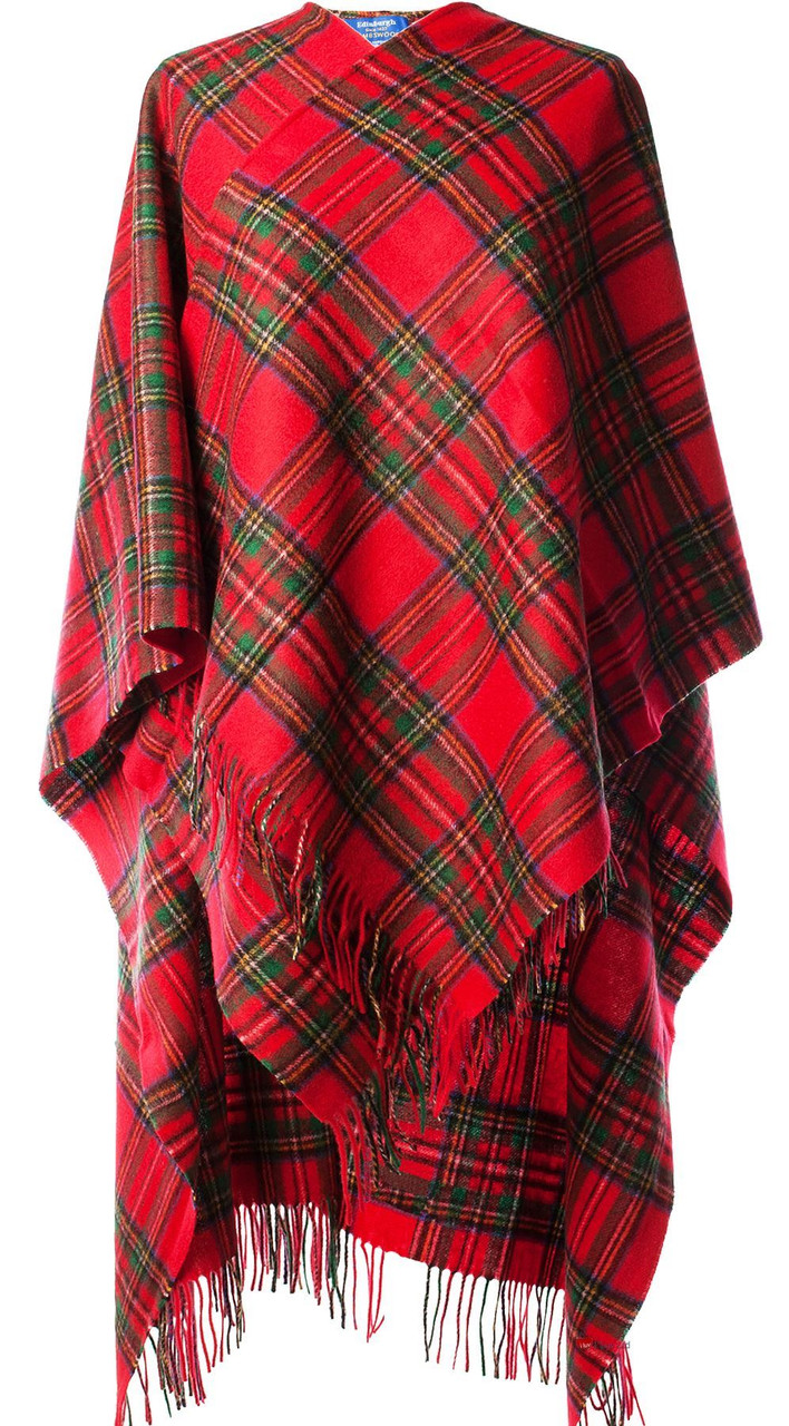Ladies Serape Cape 100% Lambswool Stewart Royal Tartan