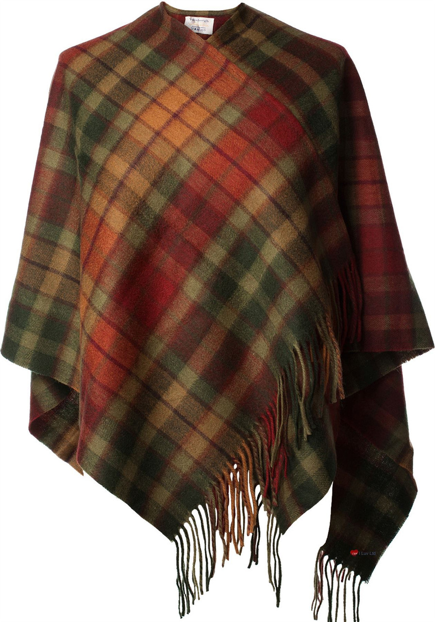 Ladies Mini Lambswool Cape in Buchanan Autumn