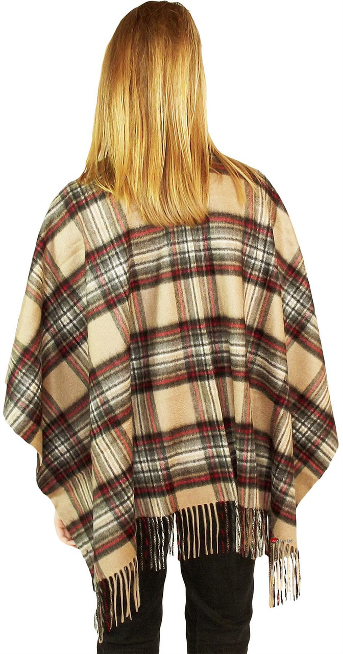 Ladies Mini Lambswool Cape in Stewart Camel Tartan