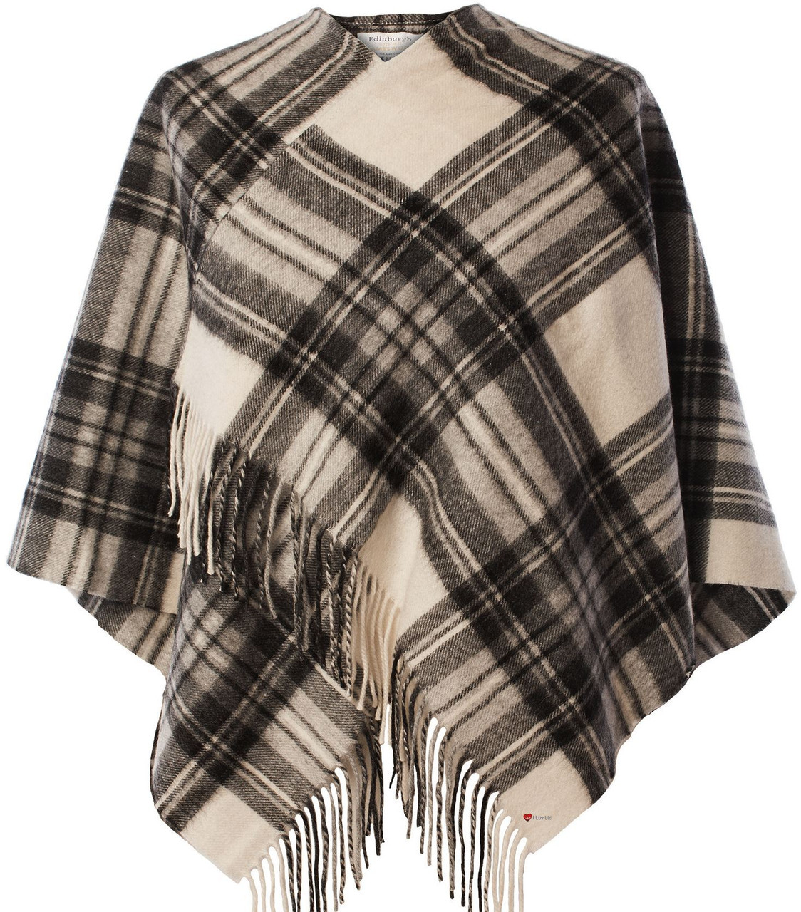 Ladies Mini Lambswool Cape in Stewart Grey Dress Tartan