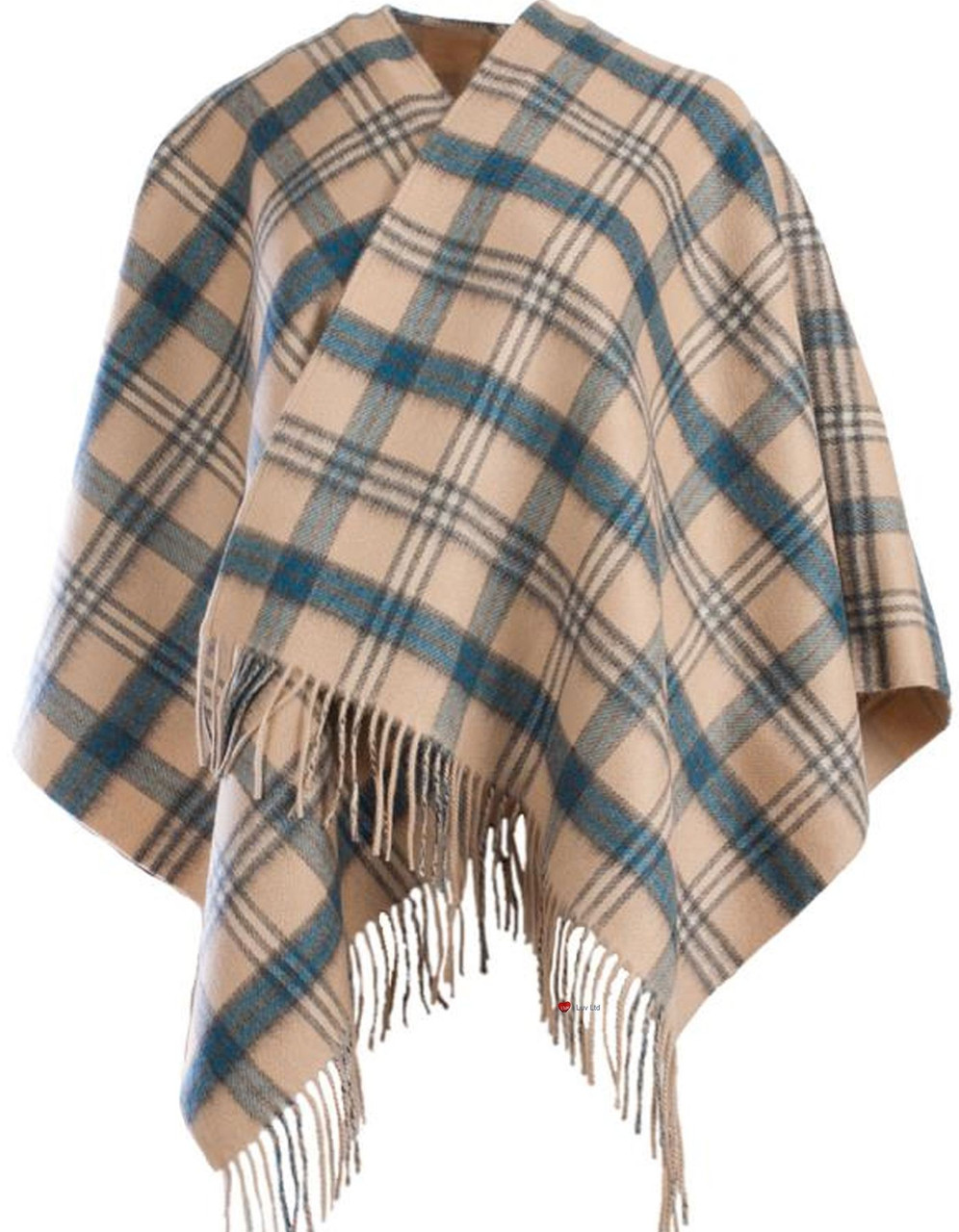 Lambswool Mini Cape In Montogomery Tartan Design 120cm Wide
