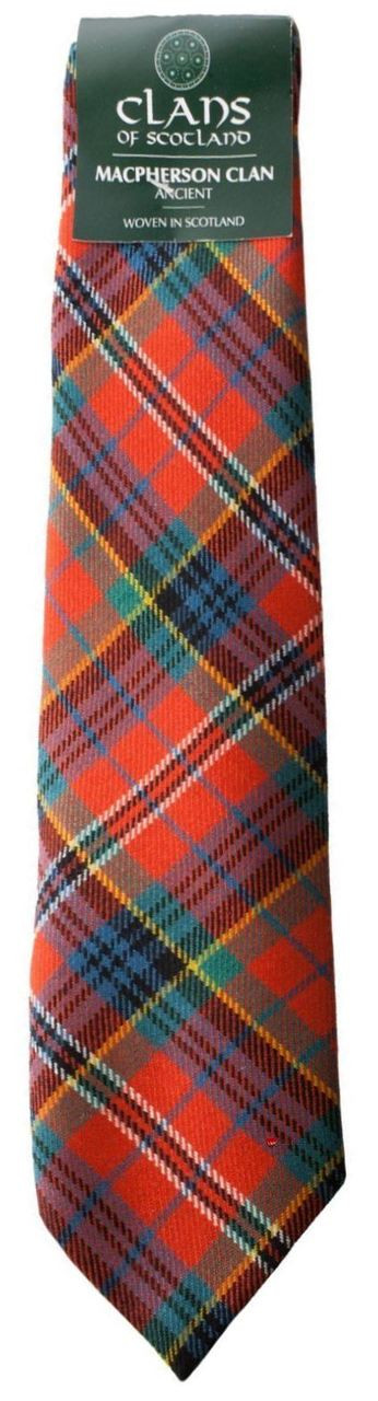 MacPherson Ancient Clan 100% Wool Scottish Tartan Tie