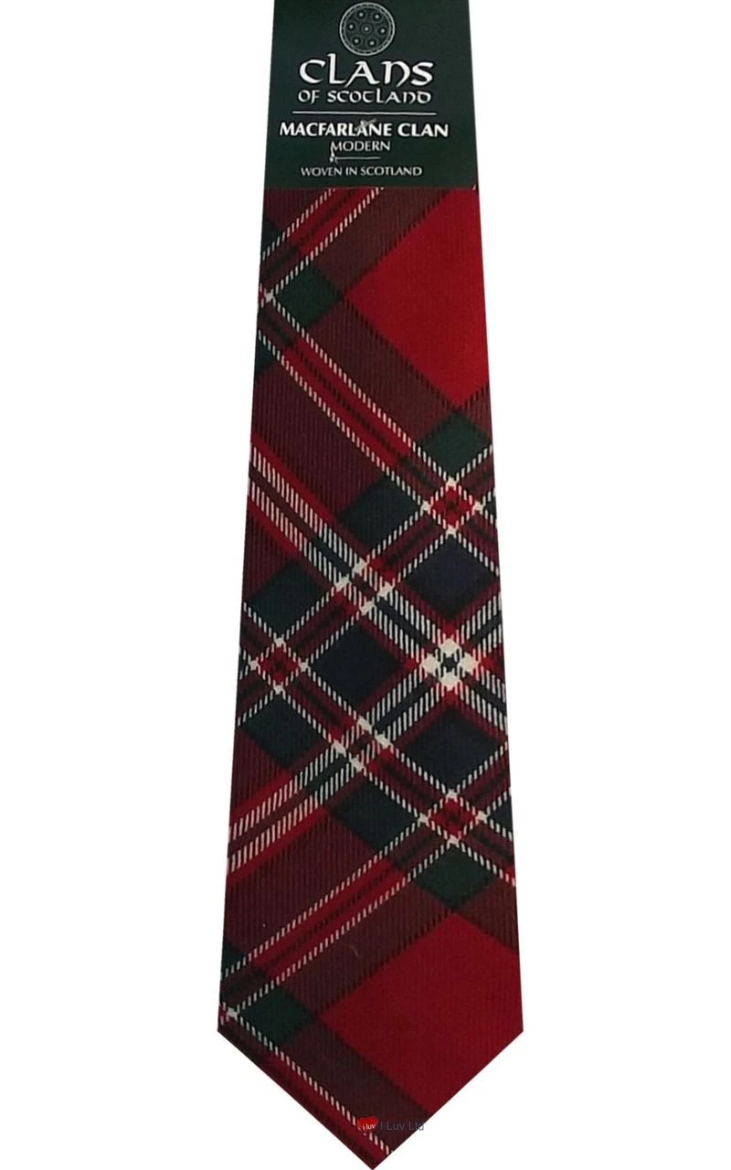 MacFarlane Clan 100% Wool Scottish Tartan Tie