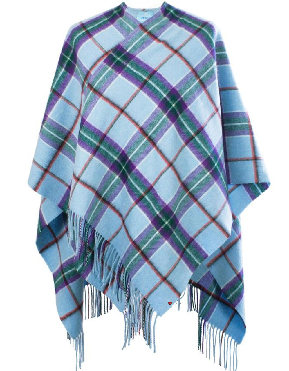 Lambswool Mini Cape In World Peace Tartan Design 120cm Wide