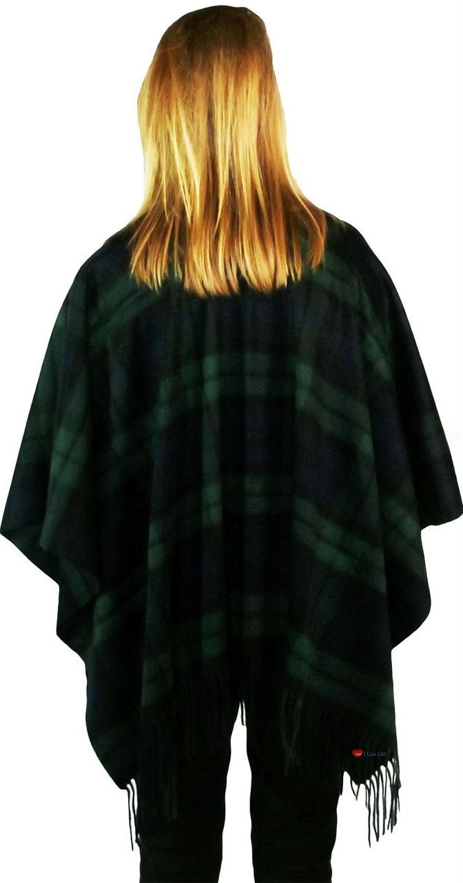 Ladies Mini Lambswool Cape in Black Watch