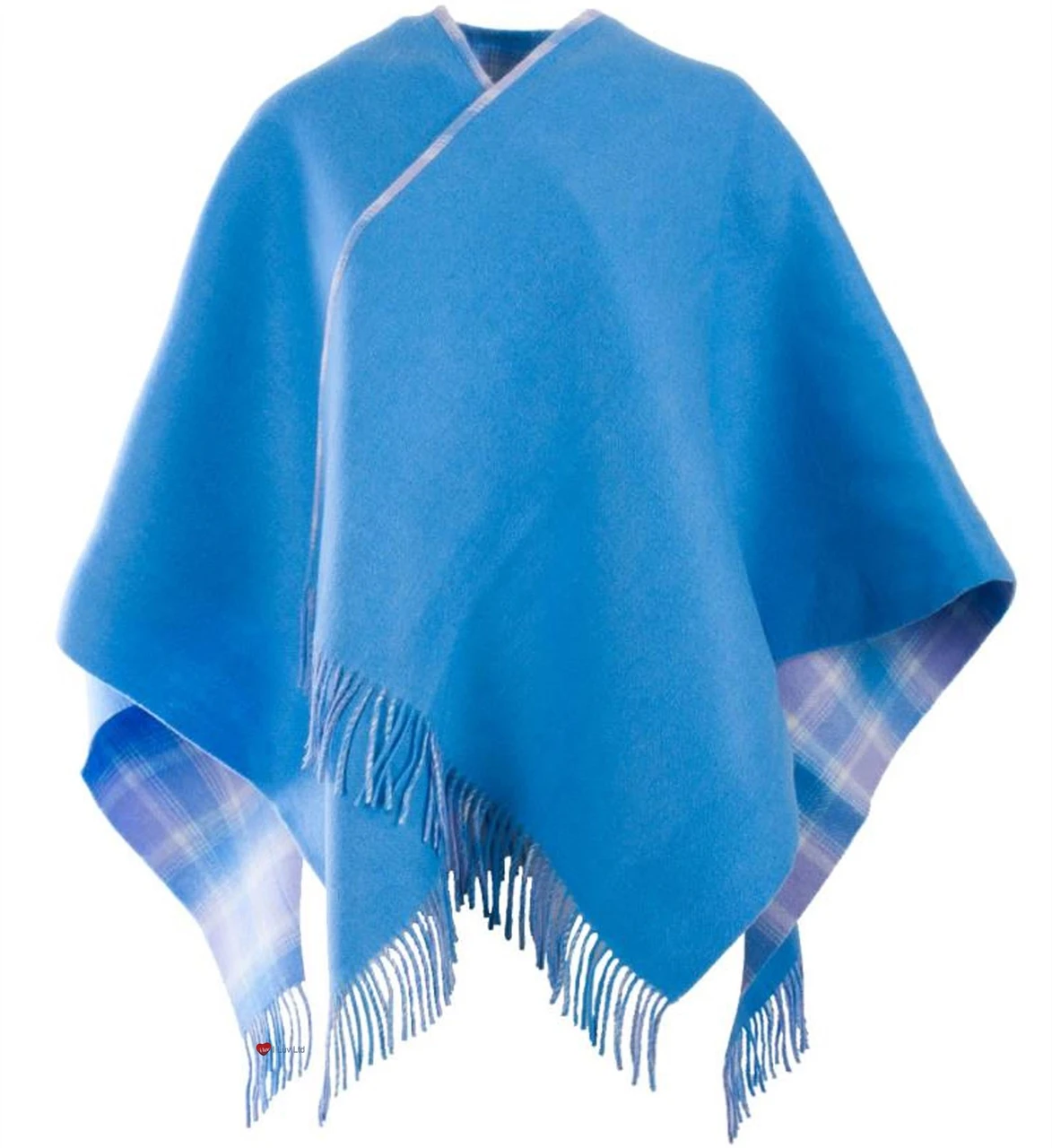 Lambswool Double Faced Mini Cape In Borwick-Lilac Blue Design 114cm Wide