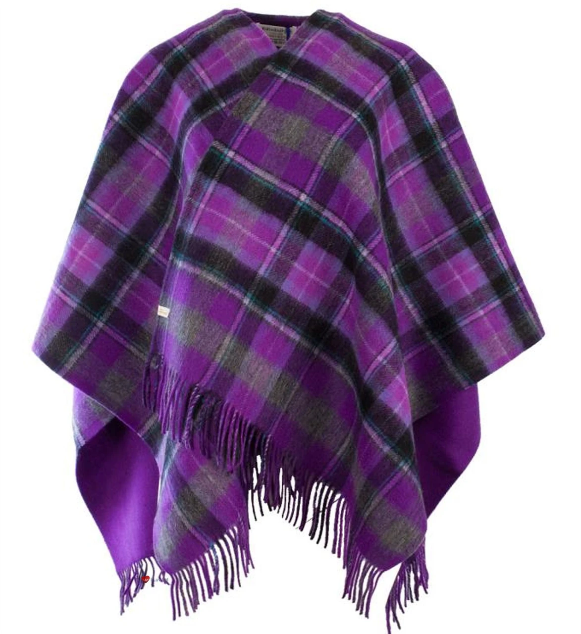 Lambswool Double Faced Mini Cape In Bruce-Purple Grey Design 114cm Wide
