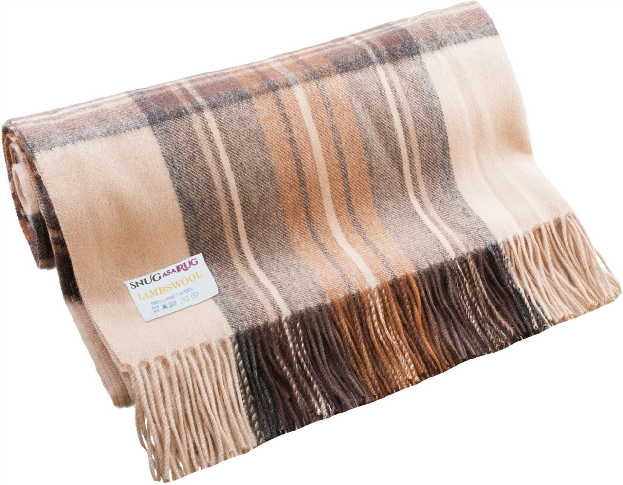 100% Lambswool Throw Blanket Wool Rug in Stewart Natural Dress Tartan Travel Blanket Outdoor Blanket Throw