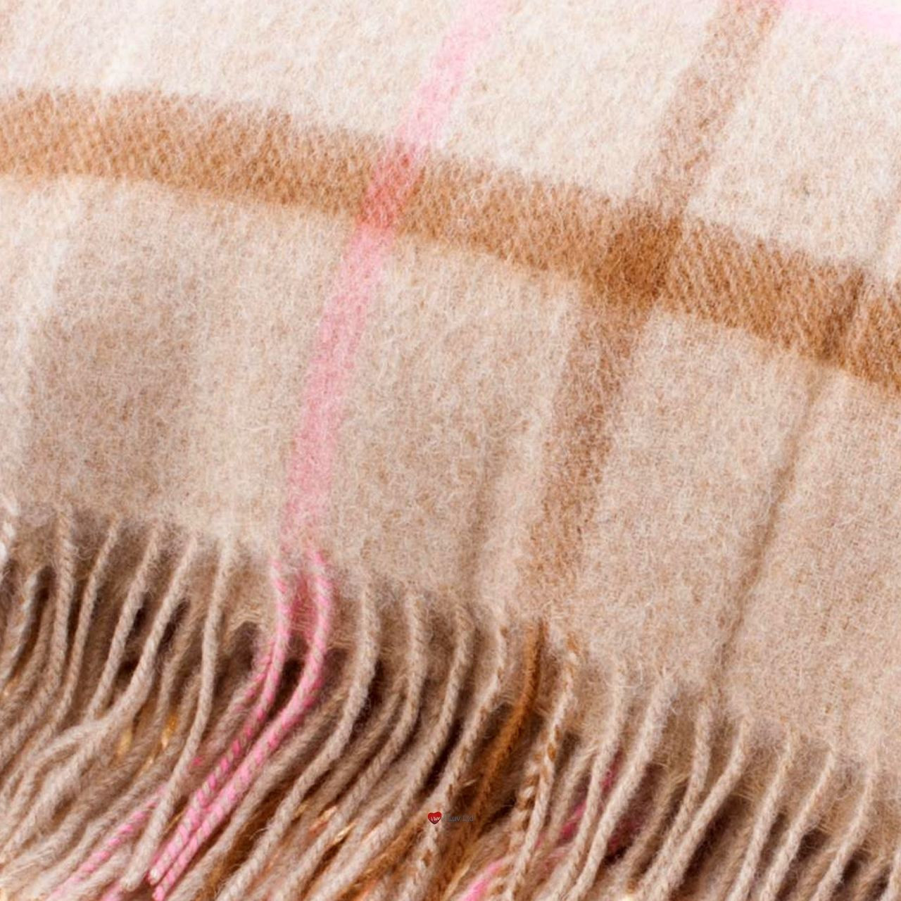 Lambswool Blanket In Pastel Beige Windowpane Design 145cm Wide