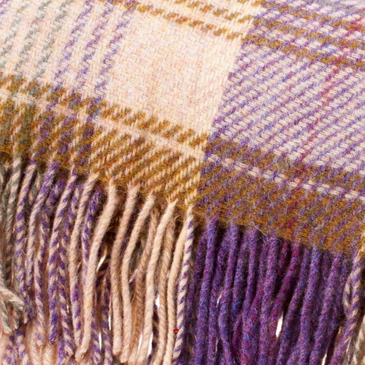 Lambswool Blanket In Grape Check Design 145cm Wide