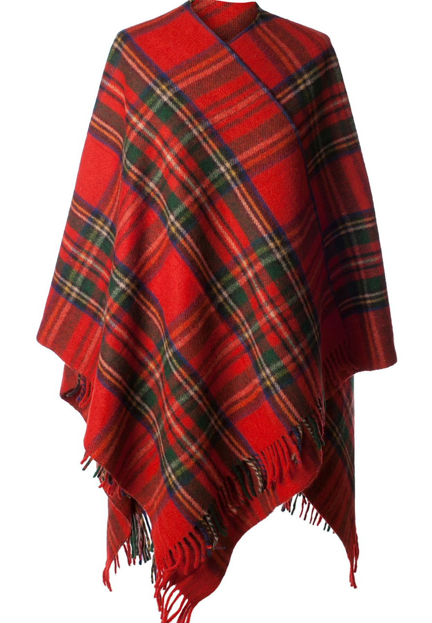 All Wool Long Cape In Stewart Royal Tartan Design 152.5 cm Wide