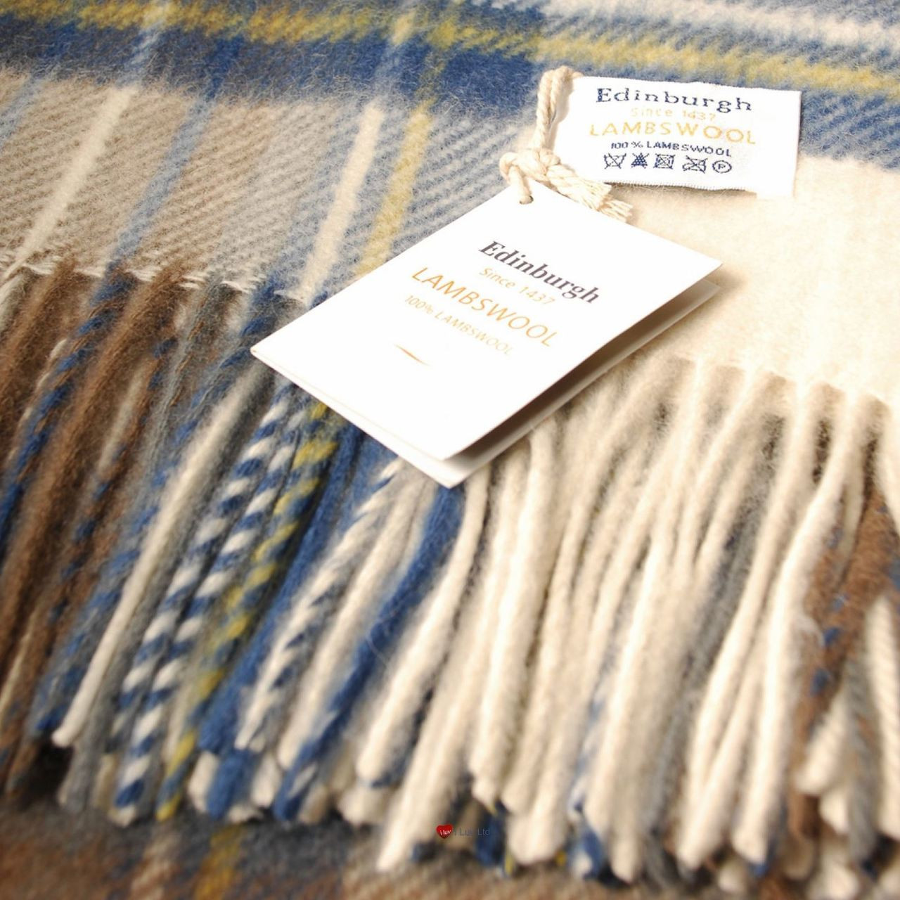 Deluxe Pure Soft Lambswool Blanket-Throw in Stewart Muted Blue Tartan 78x 63in
