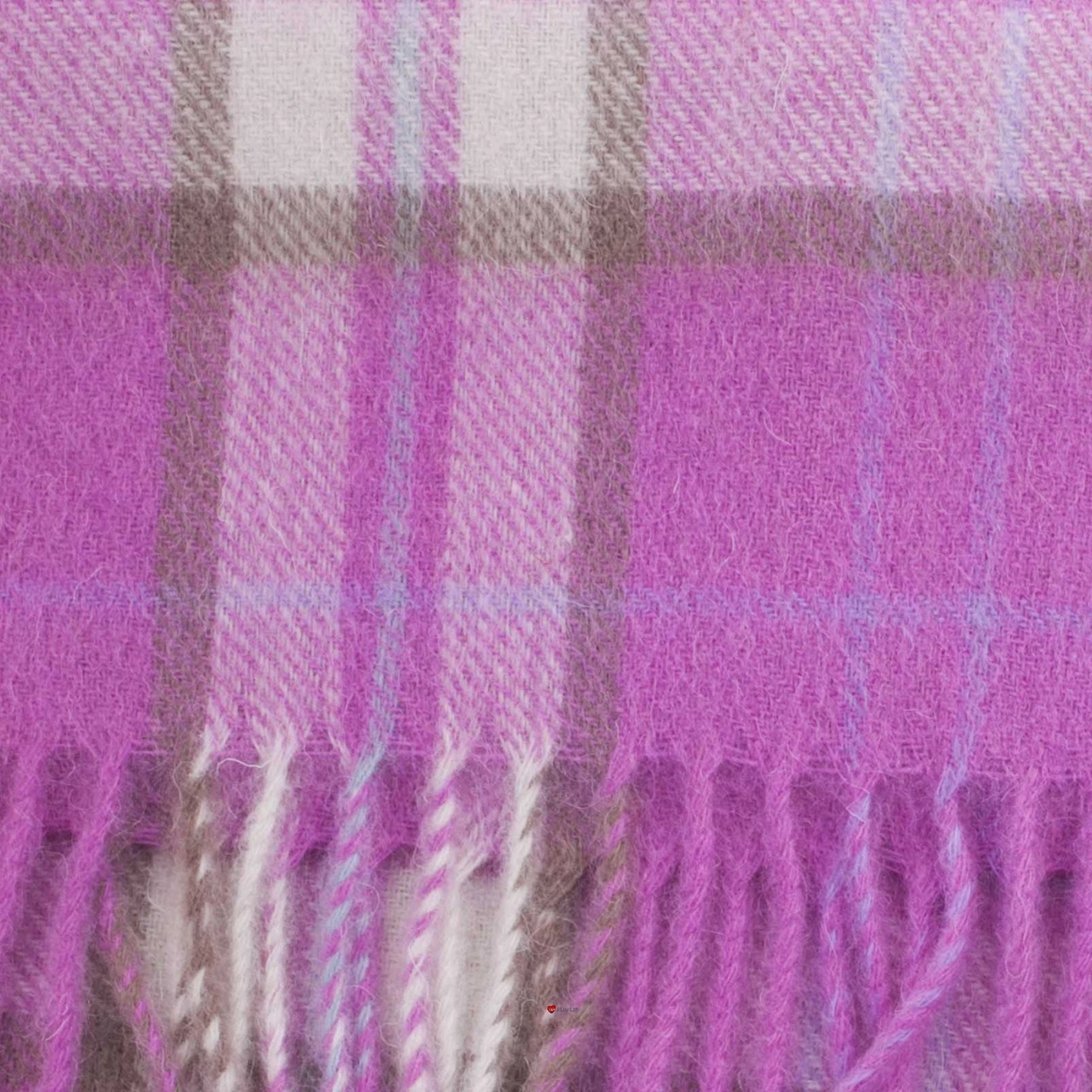 100% Lambswool Scarf Pink Green Brown Check Scottish Gift Winter Scotland