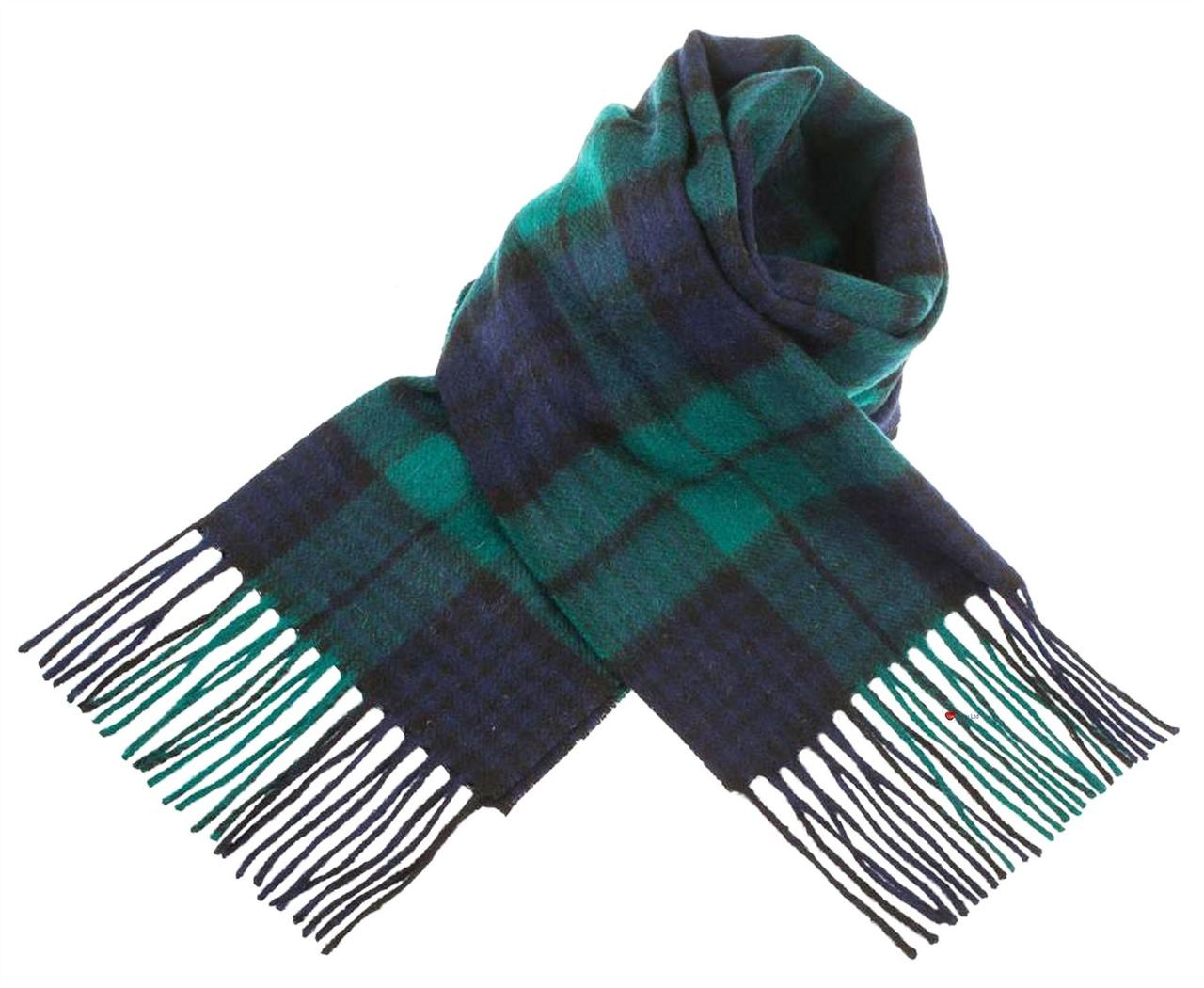 Unisex Lambswool Scarf in Black Watch Tartan Design 30cm Wide