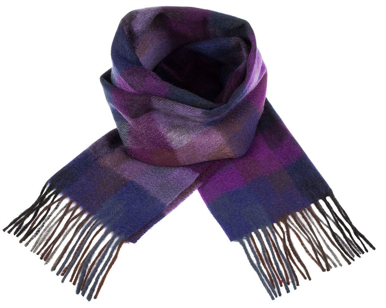 Unisex Lambswool Scarf In Purple Check Design 30cm Wide