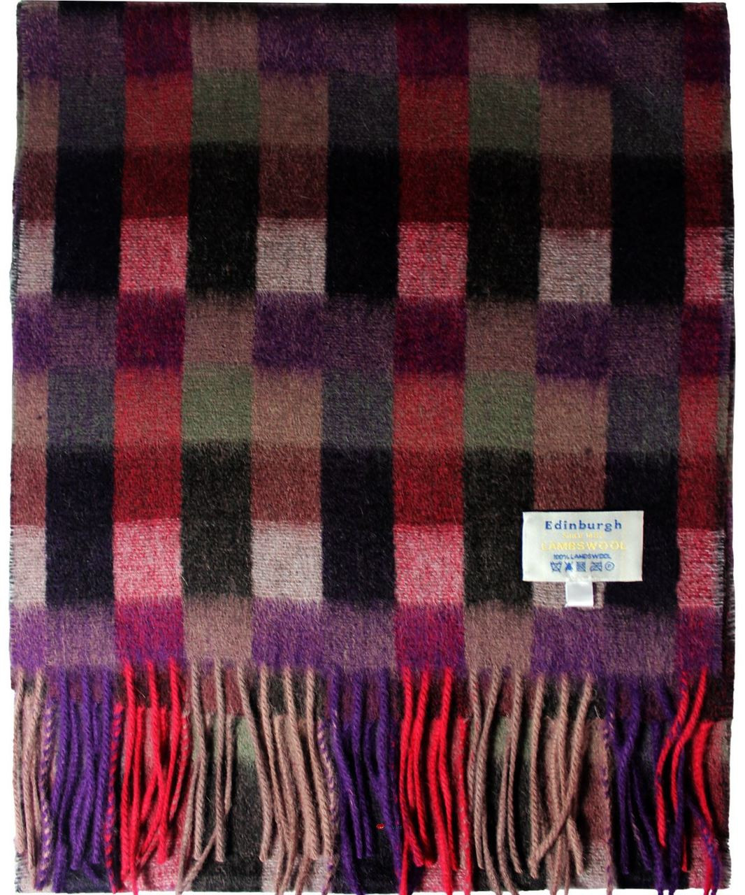 Scarf 100% Lambswool Edinburgh Brand 1436 in Red Blue and Grey Check