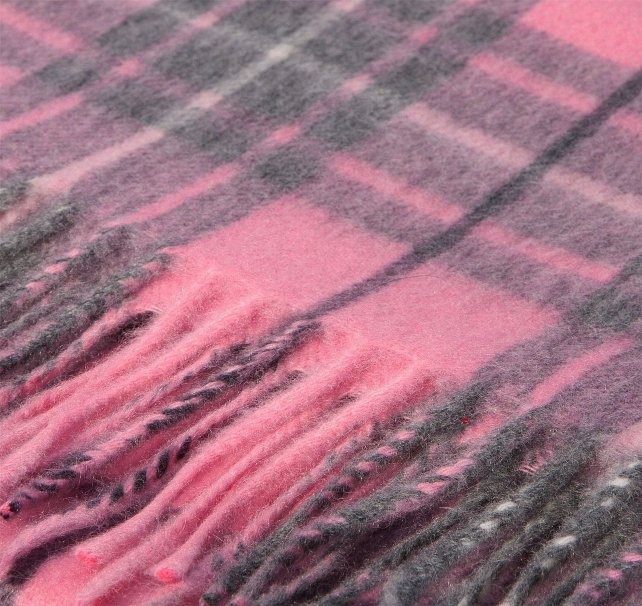 Unisex Lambswool Scarf In Gresham Pink Derby Tartan Design 30cm Wide