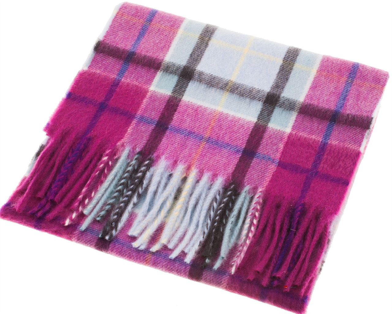Unisex Lambswool Scarf in Aston Opal Coulis Tartan Design 30cm Wide