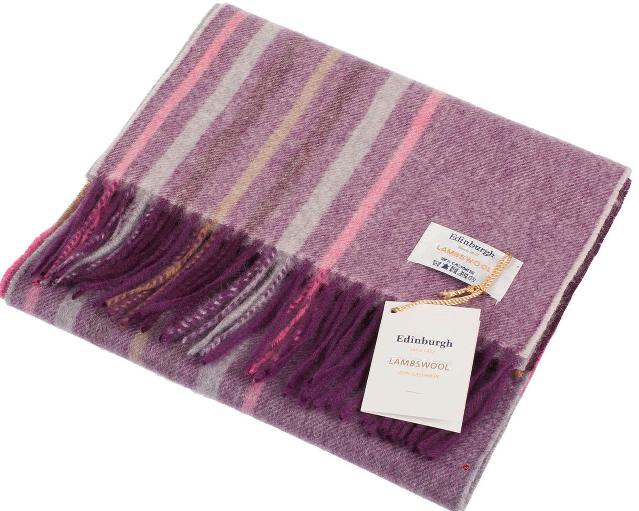 Unisex Lambswool Scarf In Barcode Check Wineberry Design 30cm Wide