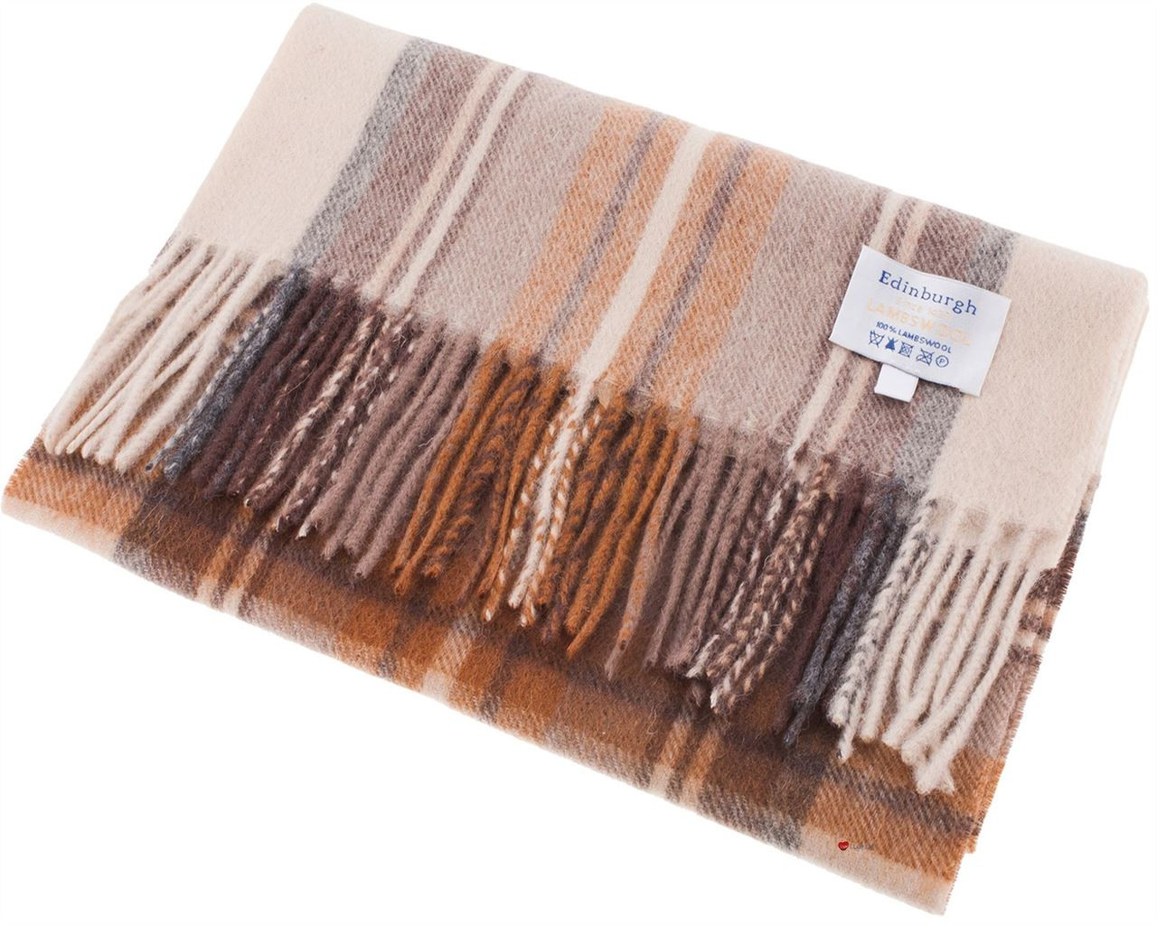 Unisex Lambswool Scarf In Stewart Natural Dress Tartan Design 30cm Wide