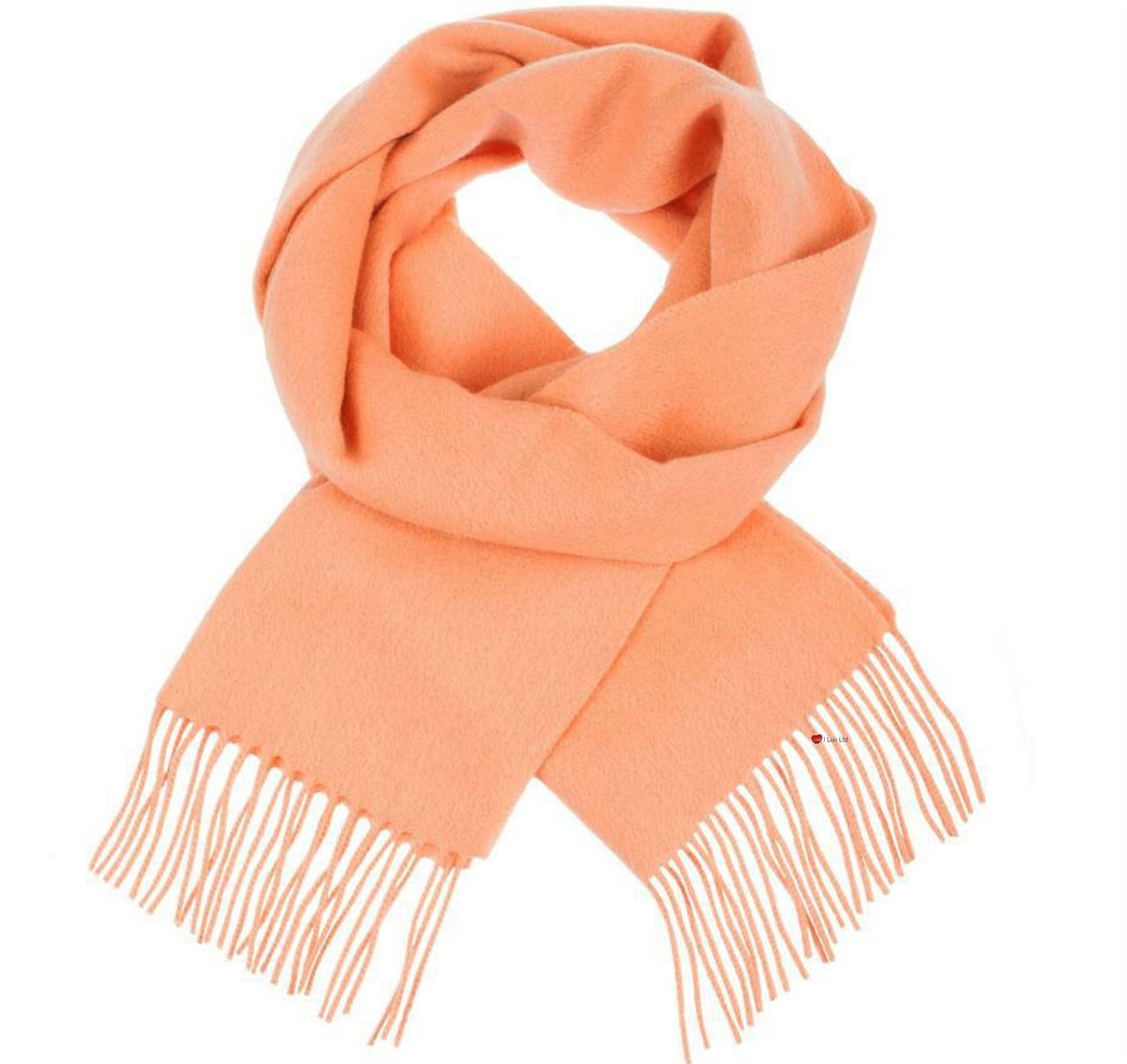 Unisex Lambswool Scarf In Light Orange Tartan Design 30cm Wide
