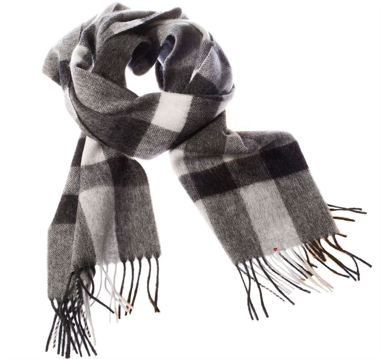 Unisex Lambswool Scarf In White Stripe Monochrome Maxi Check Design 30cm Wide