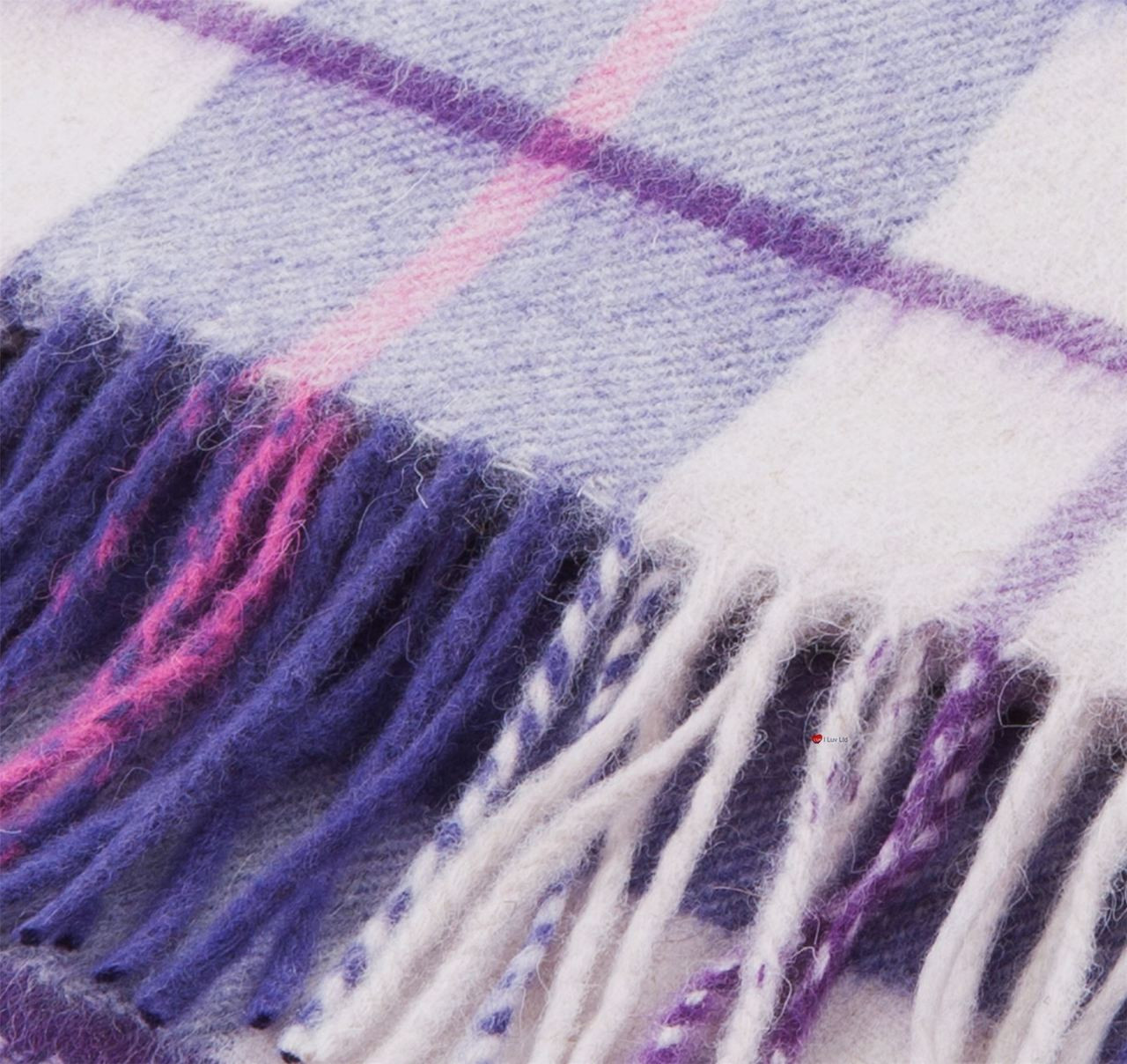 Unisex Lambswool Scarf In Purple Dress Tartan Design 30cm Wide