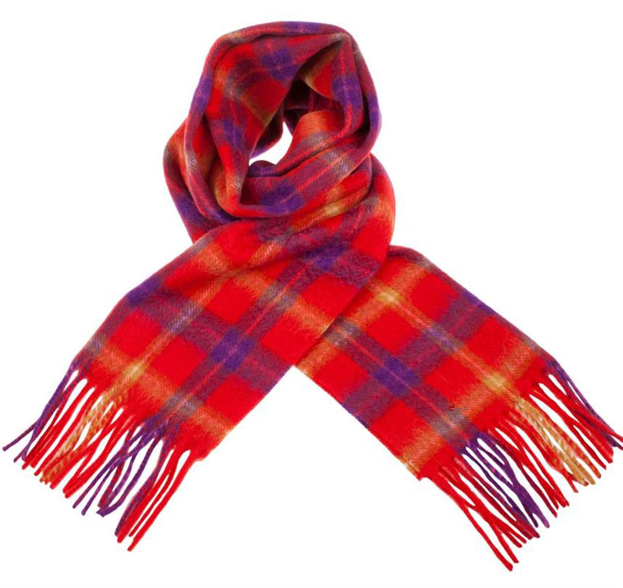 Unisex Lambswool Scarf In Love Tartan Design 30cm Wide