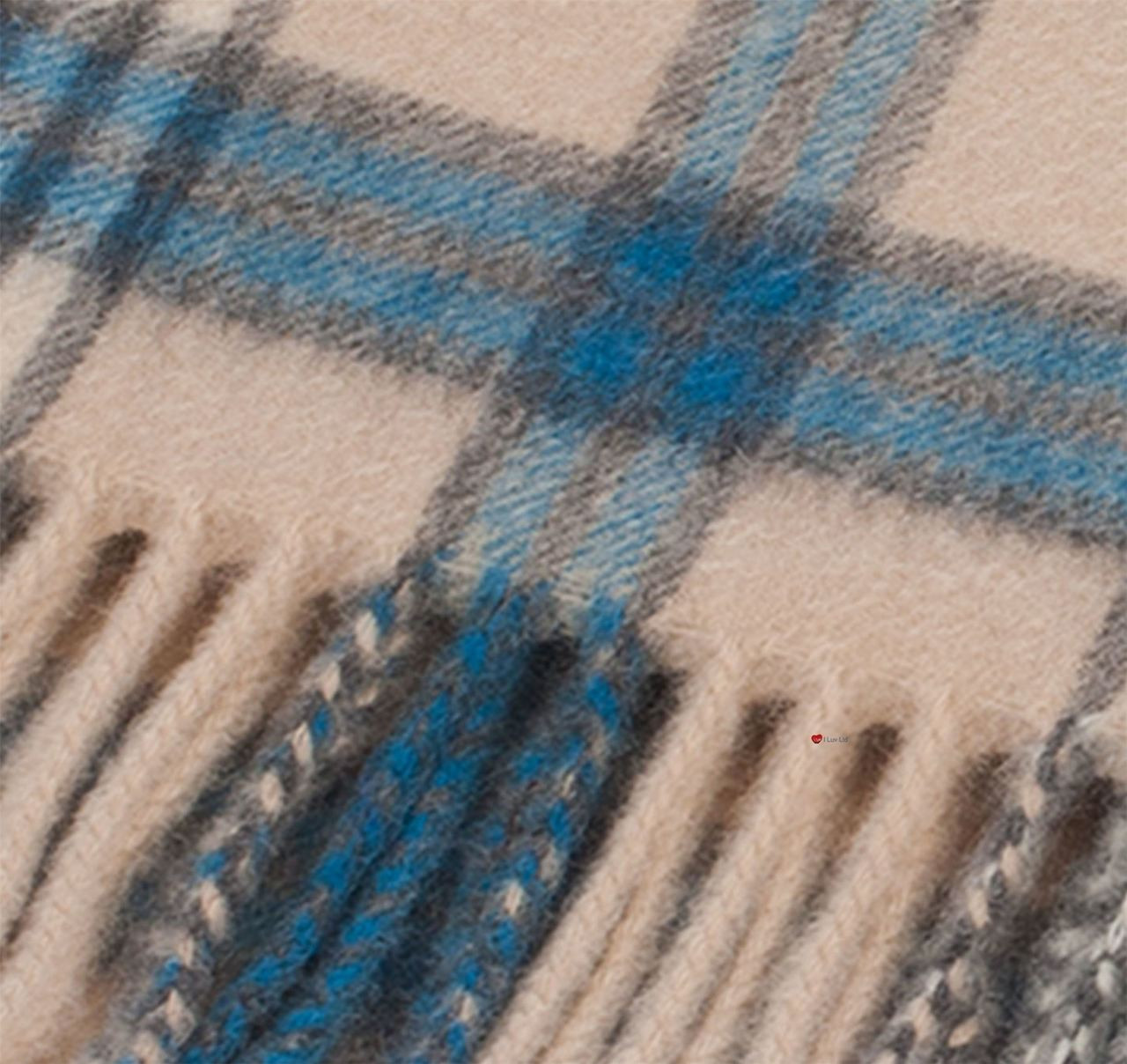 Unisex Lambswool Scarf In Montgomery Blue Tartan Design 30cm Wide