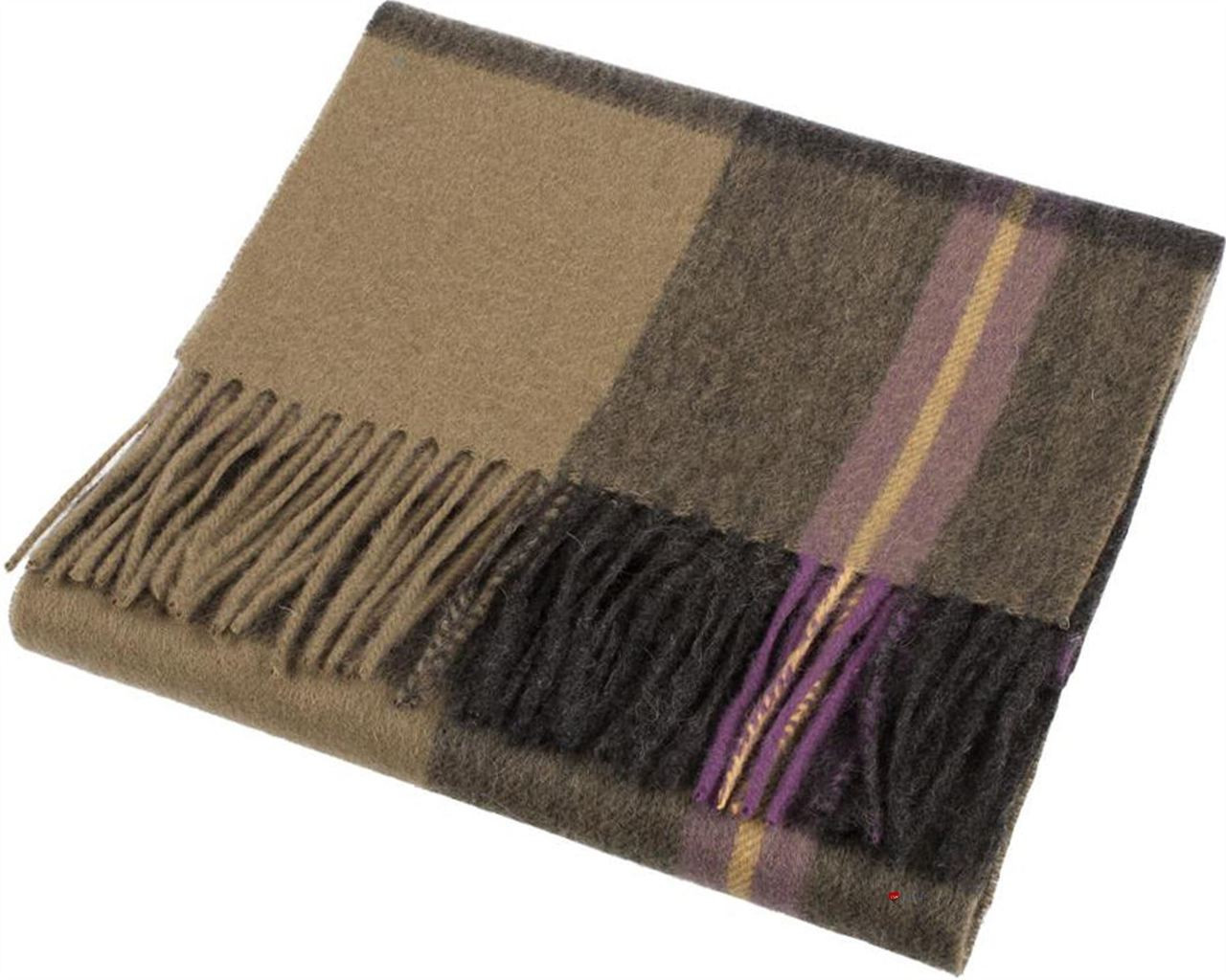 Unisex Lambswool Scarf In Ell Check Green Design 30cm Wide