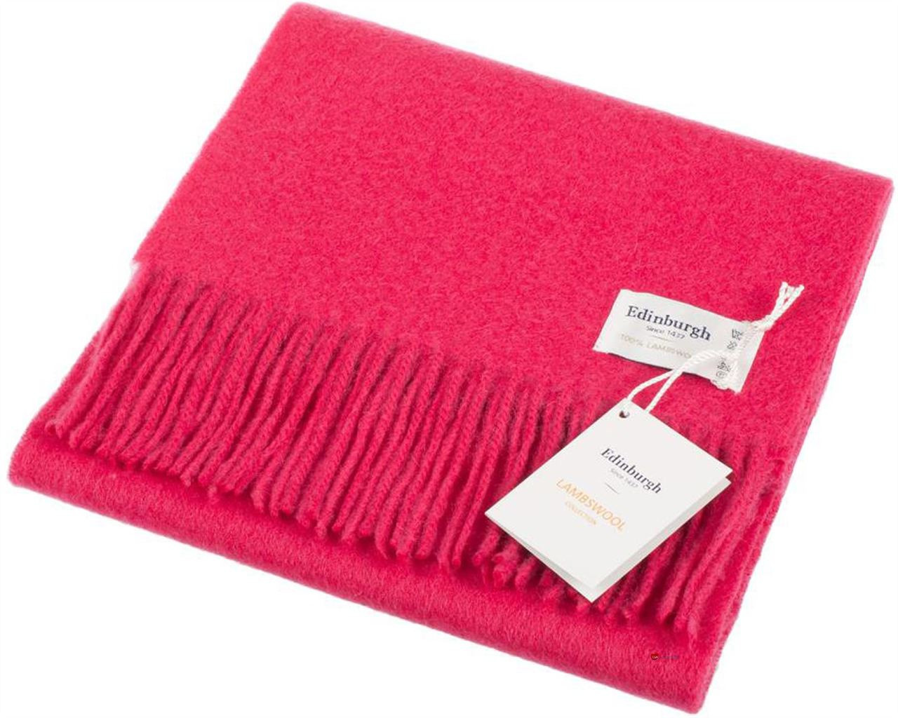 Unisex Lambswool Scarf In Violet Pink Tartan Design 30cm Wide