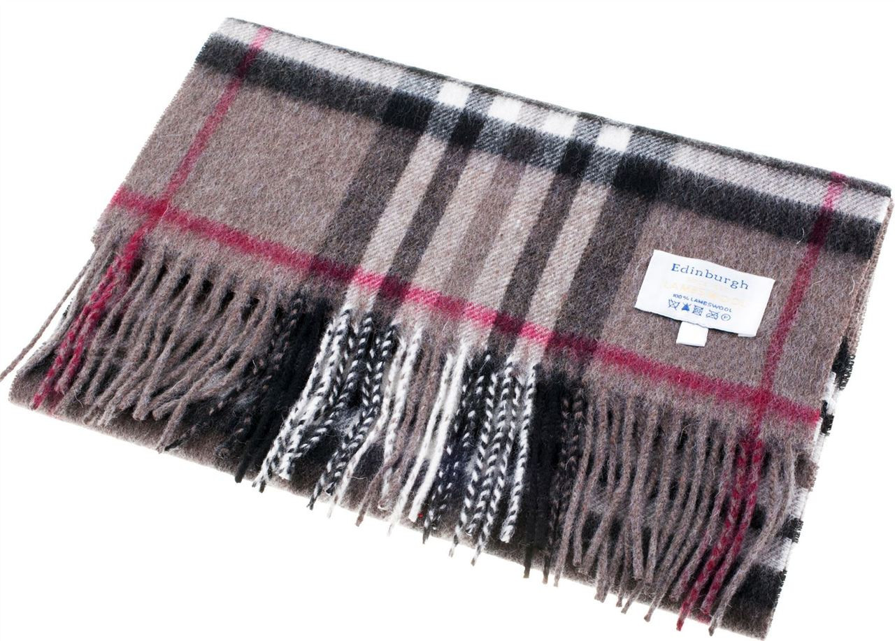 Scarf 100% Lambswool Edinburgh Brand 1436 in Grey Highlight Check