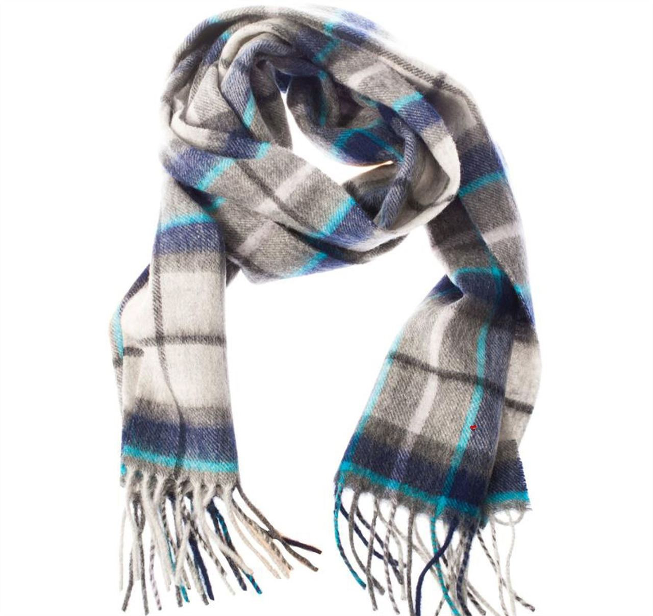 Unisex Lambswool Scarf In Tweed Tartan Dover-Grey Tartan Design 30cm Wide