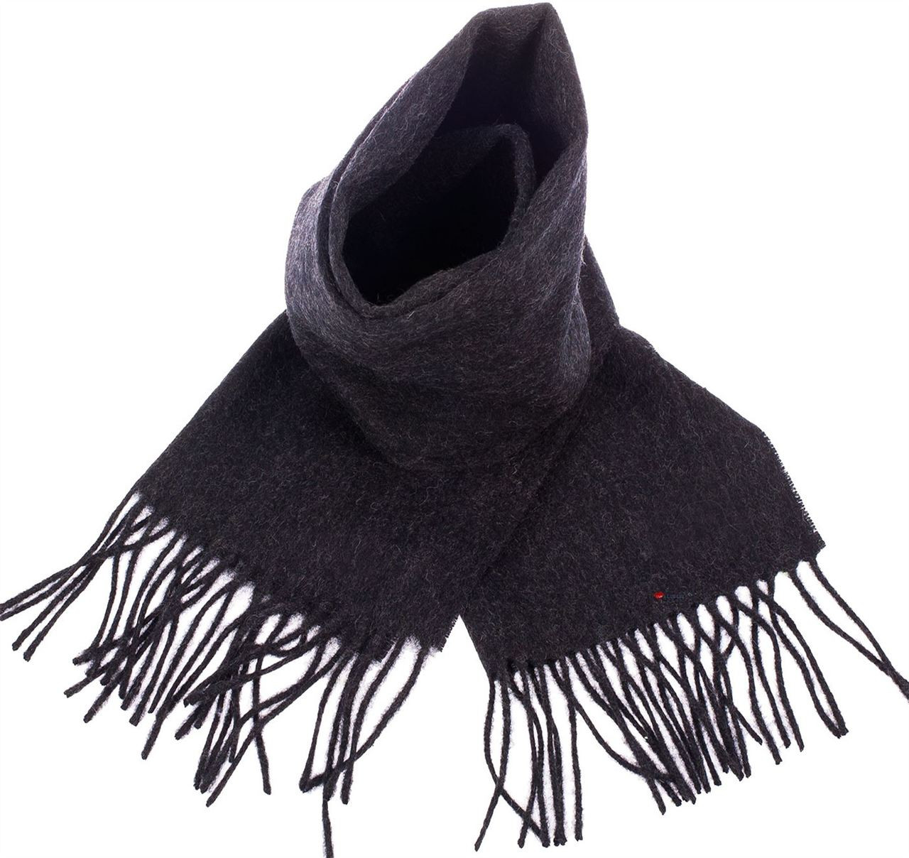 Unisex Lambswool Scarf In Charcoal Black Tartan Design 30cm Wide