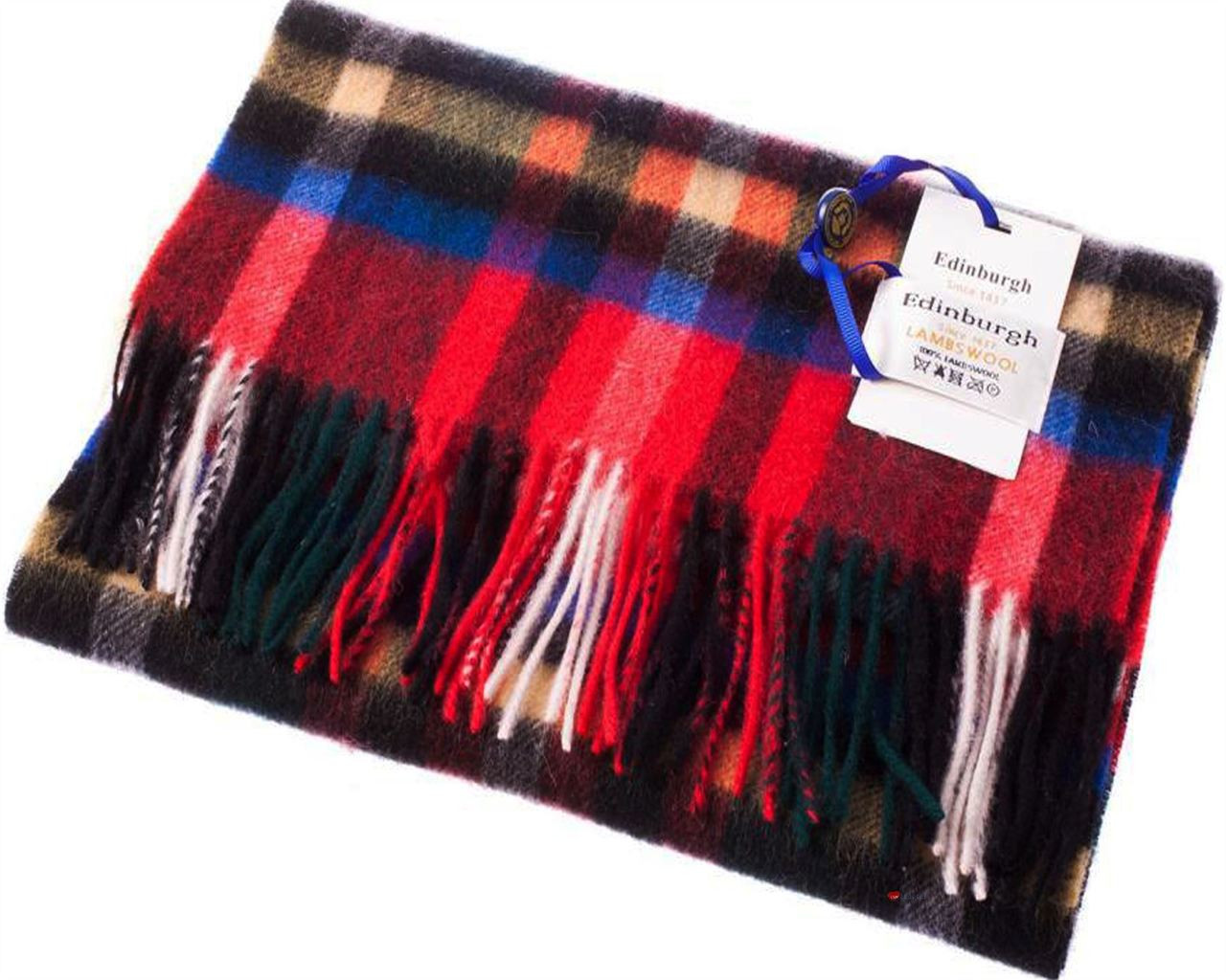 Unisex Lambswool Scarf In Exploded Stewart Royal Tartan Design 30cm Wide