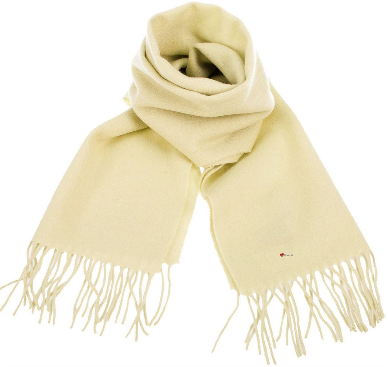 Unisex Lambswool Scarf In Light Yellow (Green) Tartan Design 30cm Wide