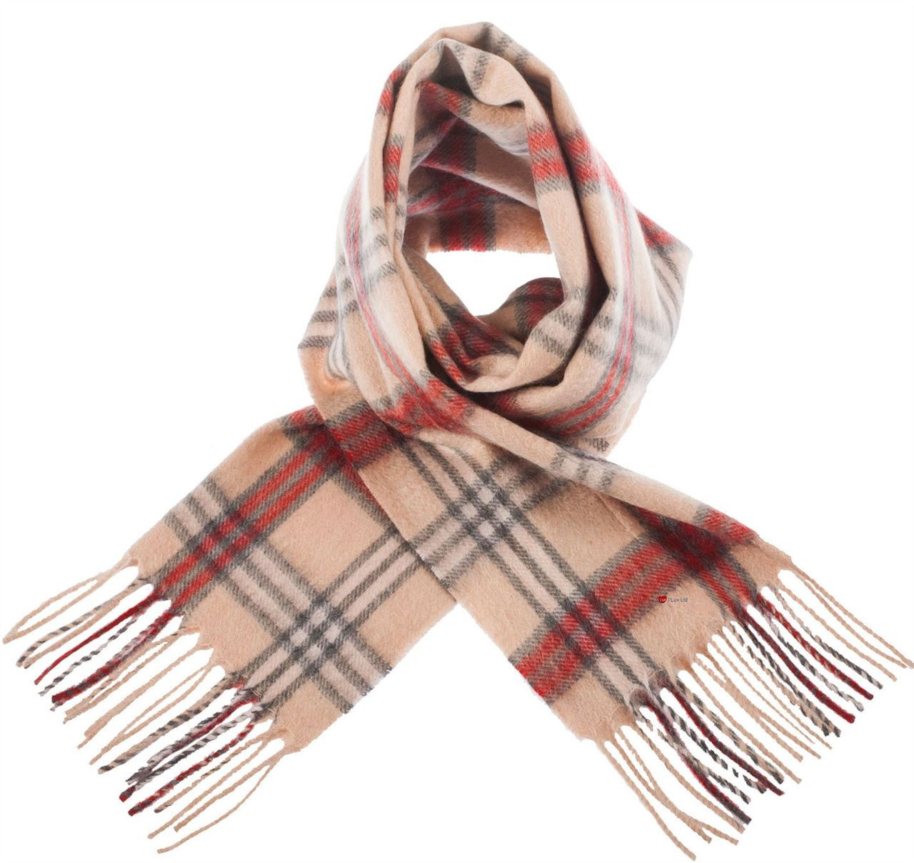 Unisex Lambswool Scarf In Montgomerie Natural Red Grey Tartan Design 30cm Wide