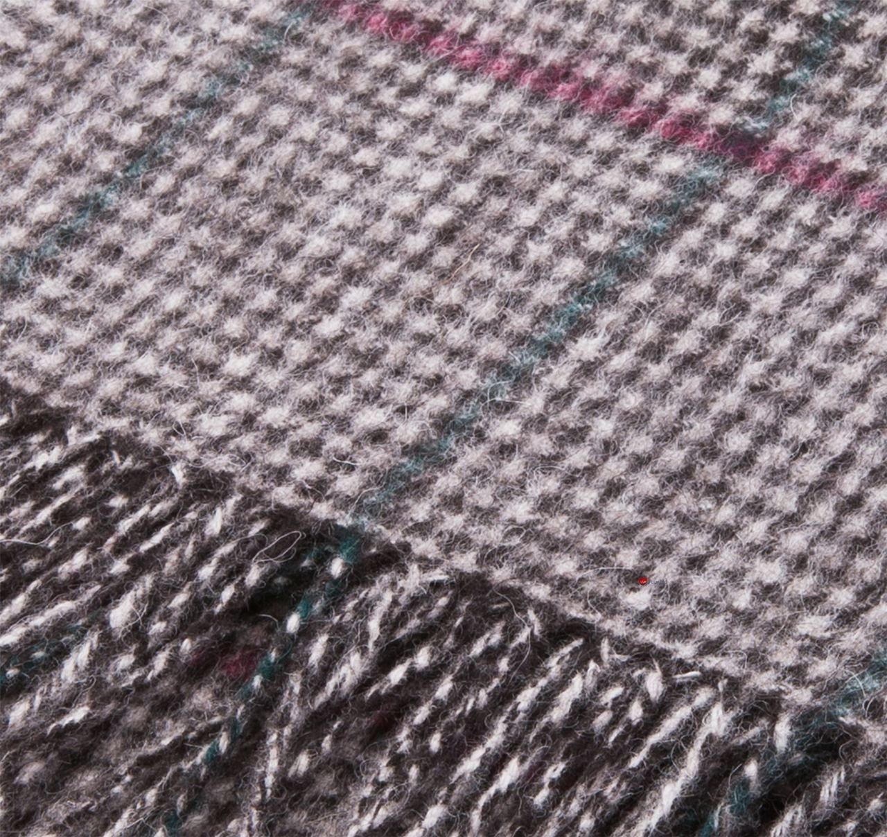 Unisex Lambswool Scarf In Bordeaux Chidori Tartan Design 30cm Wide