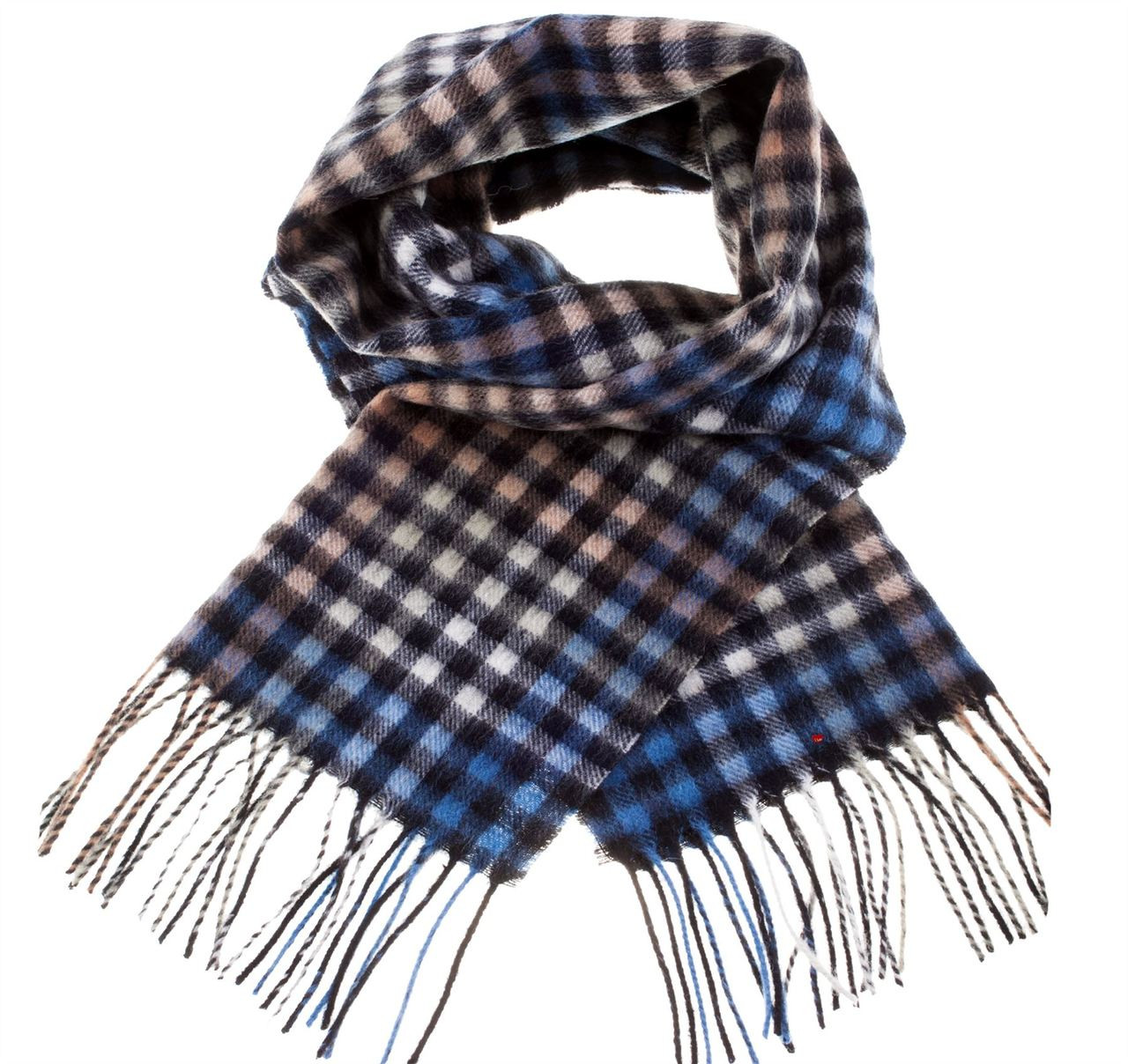 Unisex Lambswool Scarf In Dark Grey Optical Check Design 30cm Wide