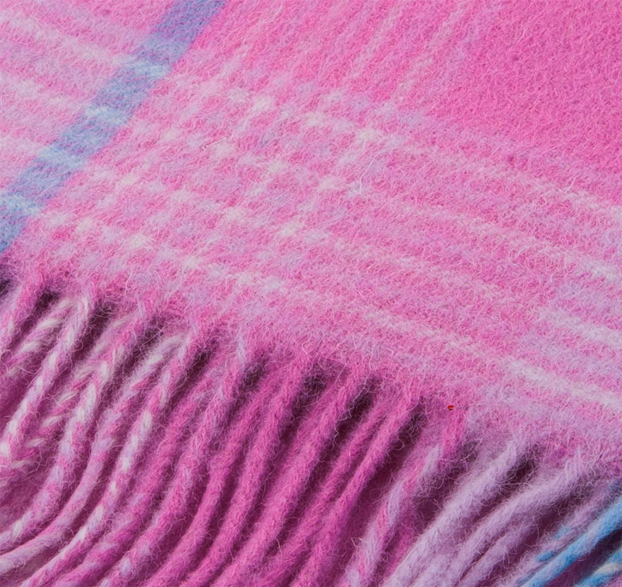 Unisex Lambswool Scarf In Pink Blue Check Design 30cm Wide